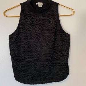 Black Crop High Neck Top